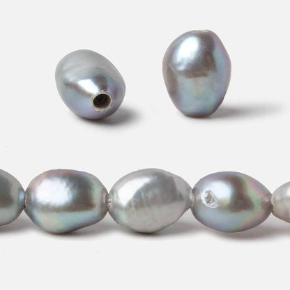 11mm Stainless Steel Silver Baroque Large Hole Freshwater Pearls 15 inch 30 pcs