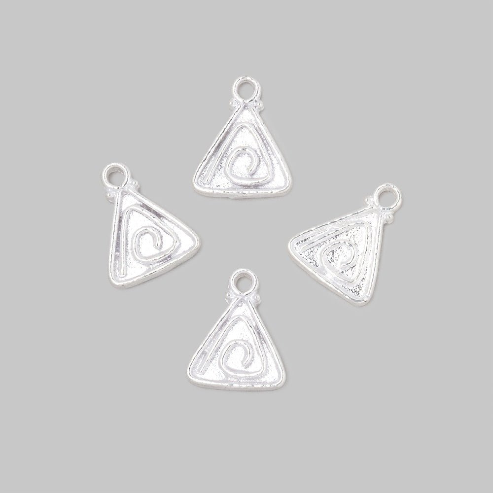 11mm Swirl Triangle Pendant Charm Set of 4 pieces