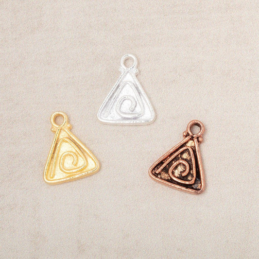 11mm Swirl Triangle Pendant Charm Set of 4 pieces