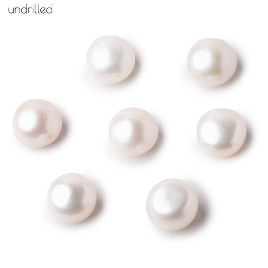 11mm Undrilled Off White Button Freshwater Pearl Focal Beads AA