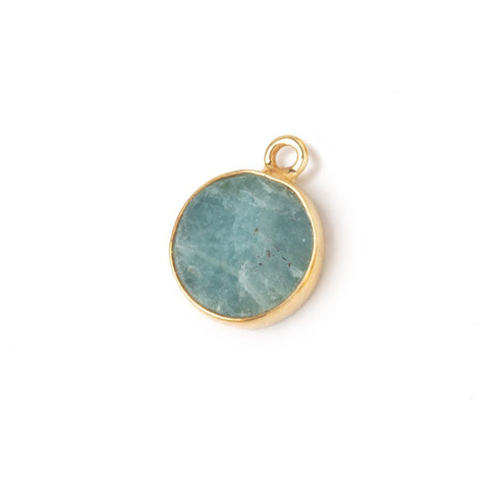 11mm Vermeil Bezel Aquamarine Flat Coin Pendant 1 piece