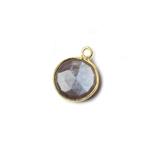 11mm Vermeil Bezel Chocolate Moonstone faceted coin Petite Pendant 1 piece