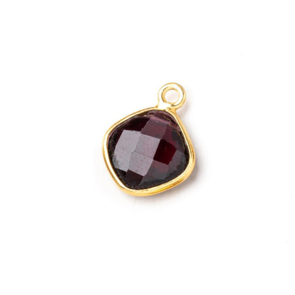 11mm Vermeil Bezel Garnet Faceted Pillow Pendant 1 piece