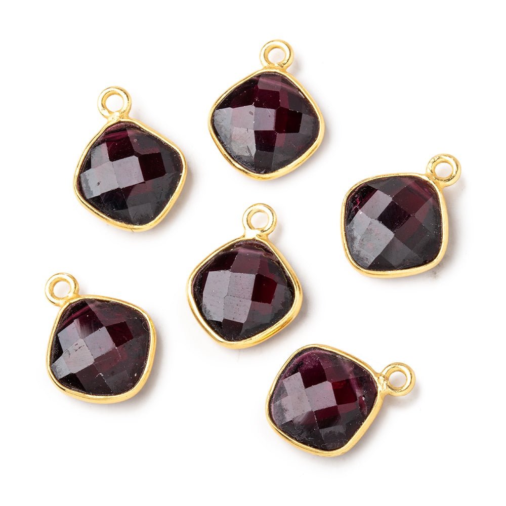 11mm Vermeil Bezel Garnet Faceted Pillow Pendant 1 piece