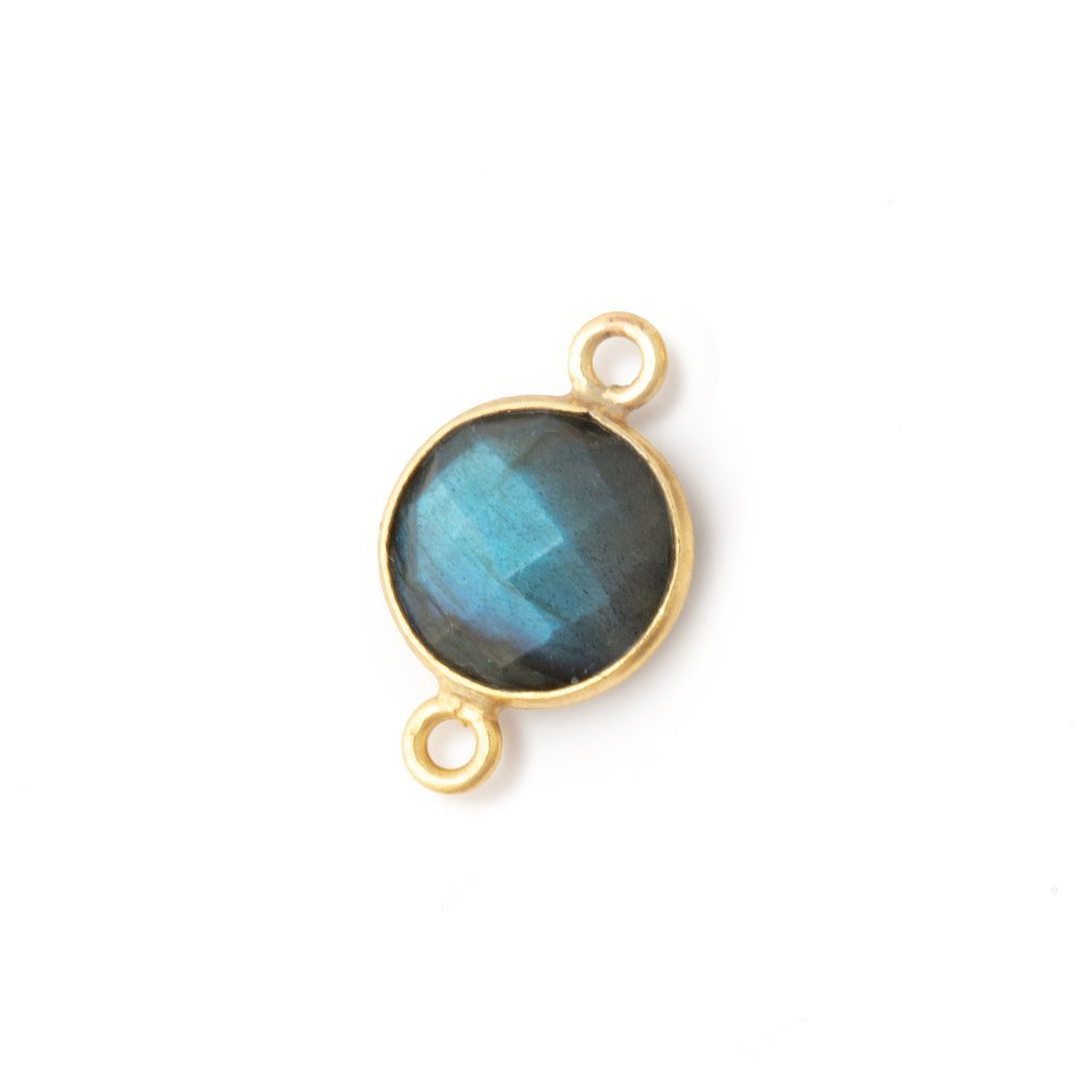 11mm Vermeil Bezel Labradorite Faceted Coin Connector 1 piece