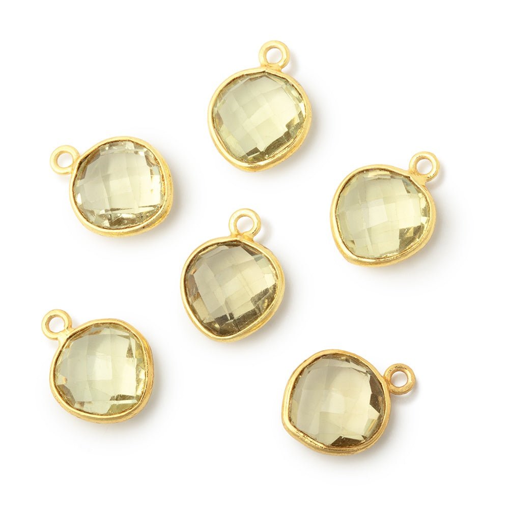 11mm Vermeil Bezel Lemon Quartz Faceted Heart Pendant 1 Focal Piece