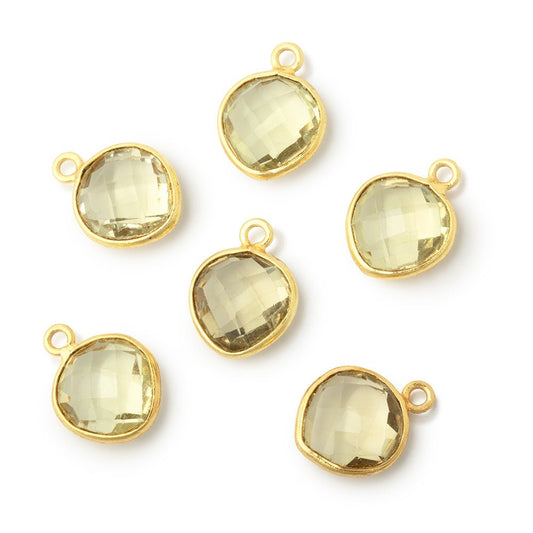 11mm Vermeil Bezel Lemon Quartz Faceted Heart Pendant 1 Focal Piece