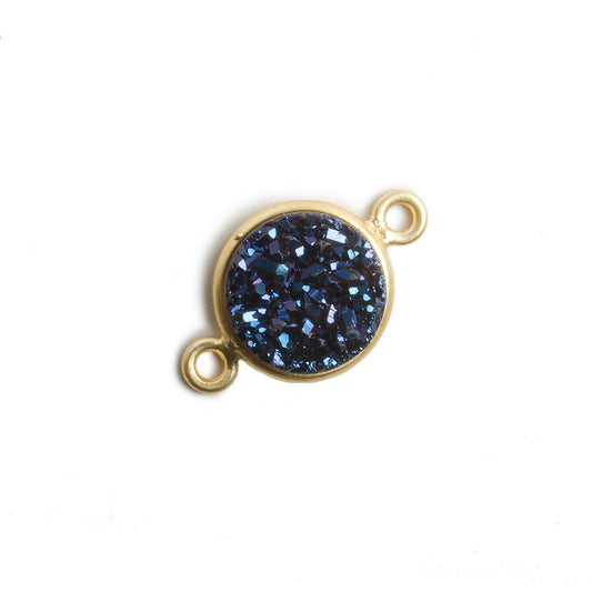 11mm Vermeil Bezel Mystic Aegean Blue Drusy Coin 2 ring Connector 1 piece