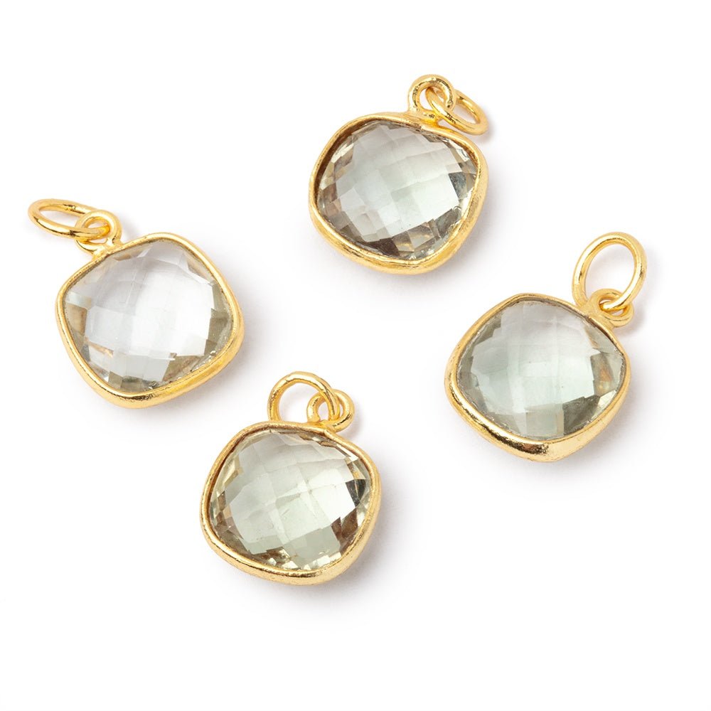 11mm Vermeil Bezel Prasiolite Faceted Cushion Pendant 1 piece