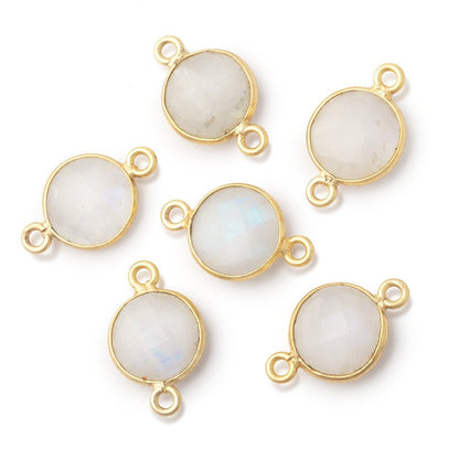 11mm Vermeil Bezel Rainbow Moonstone Faceted Coin 1 Connector