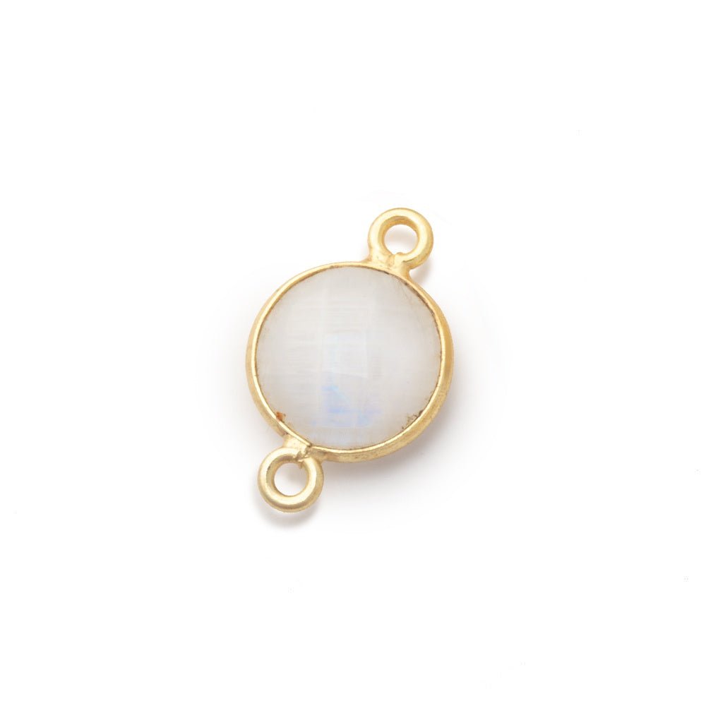 11mm Vermeil Bezel Rainbow Moonstone Faceted Coin 1 Connector