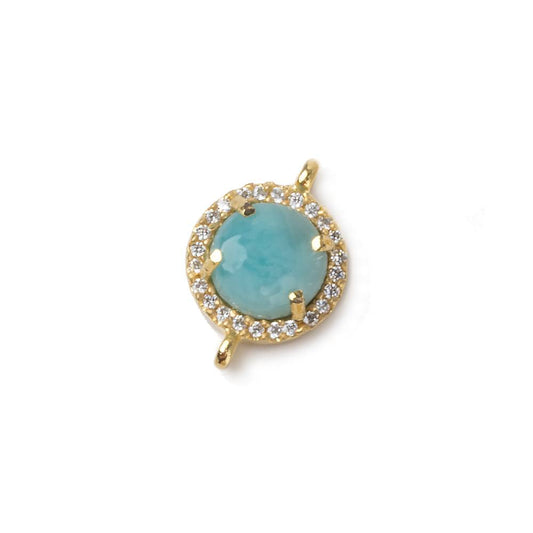 11mm Vermeil Bezel White CZ and Larimar Coin Connector 1 focal piece