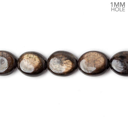 11x10-12x11mm Golden Sheen Chocolate Sapphire Plain Ovals 16 inch 34 beads AA 1mm large hole