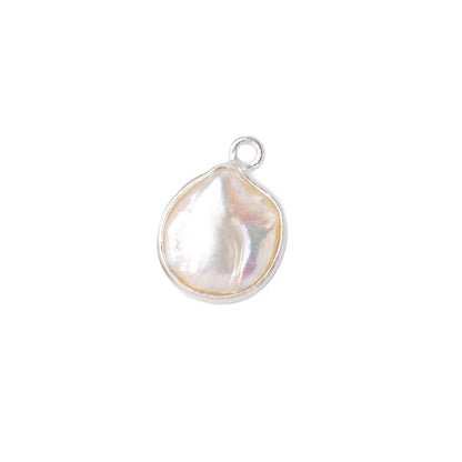 11x10-13x12mm .925 Silver Bezel Rosé White Keshi Freshwater Pearl Pendant 1 piece