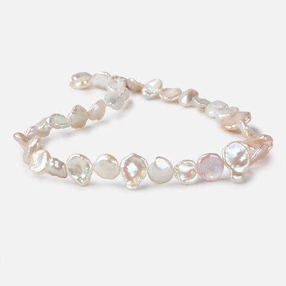 11x10-16x10mm Pink & White Keshi side drilled Freshwater Pearls 16 inch 39 pieces AAA