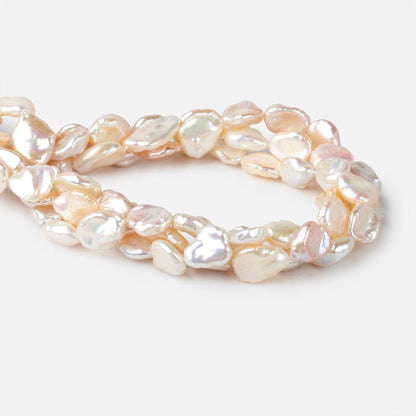 11x10-16x12mm Rich Cream Rose' Keshi Straight Drilled Freshwater Pearls 16 inch 30 pcs AA