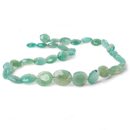 11x10-18x15mm Aqua Green Chalcedony straight drilled faceted ovals 17 inch 33 beads