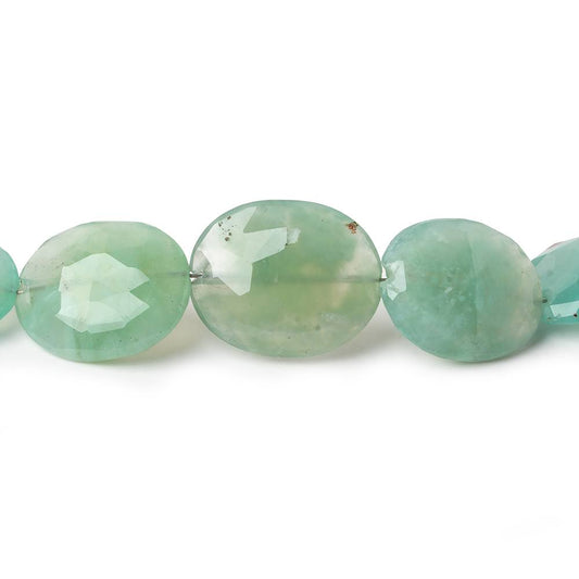 11x10-18x15mm Aqua Green Chalcedony straight drilled faceted ovals 17 inch 33 beads