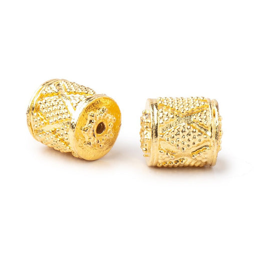 11x10mm 22kt Plated Copper Miligrain Tube Set of 2 Beads