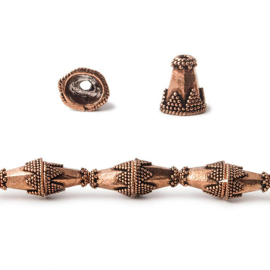 11x10mm Antiqued Copper Cone Granulated Design 8 in 18 pcs