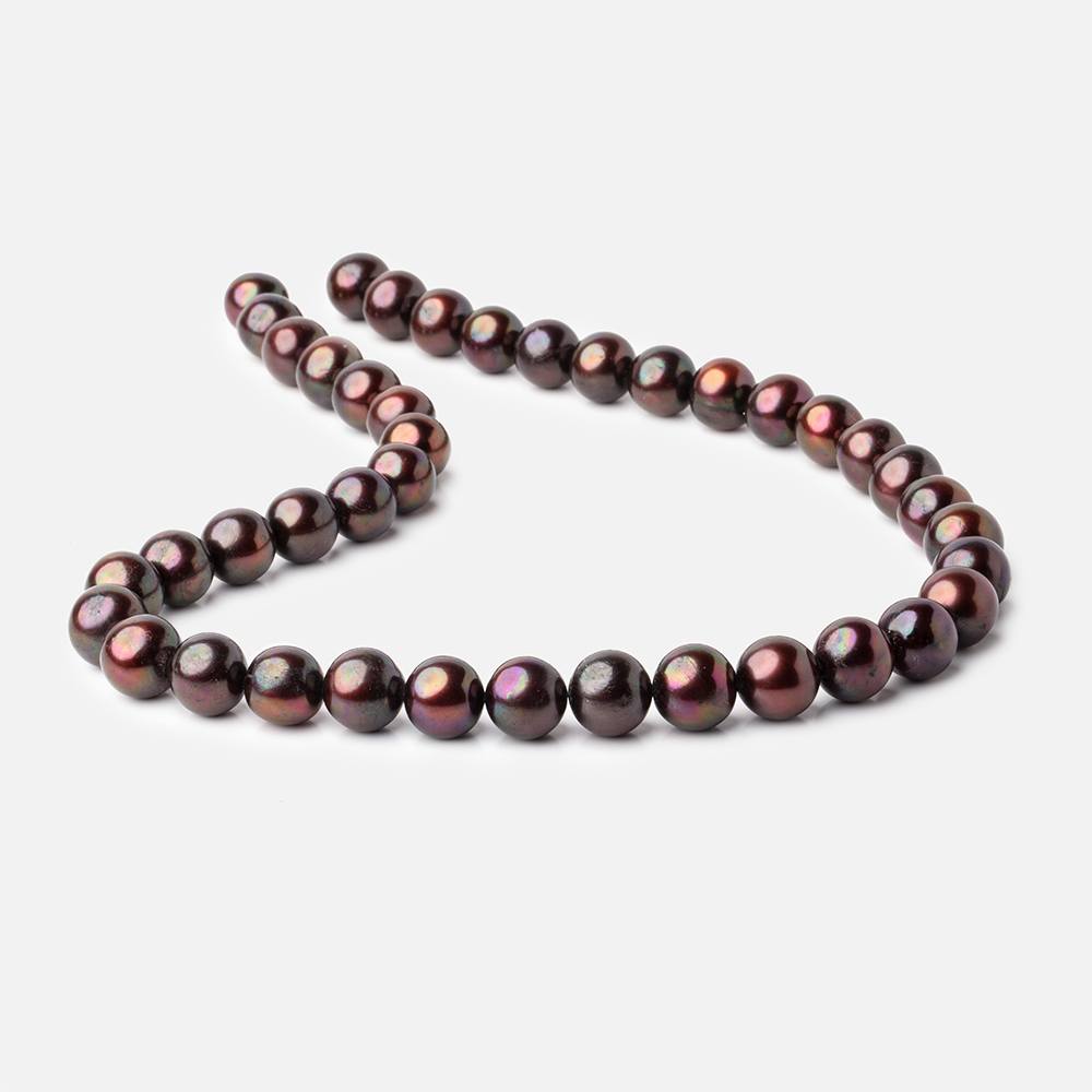 11x10mm Cherry Chocolate Off Round Freshwater Pearl Beads 15 inch 44 pieces