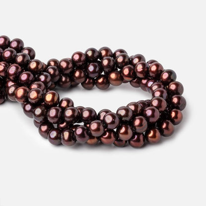 11x10mm Cherry Chocolate Off Round Freshwater Pearl Beads 15 inch 44 pieces