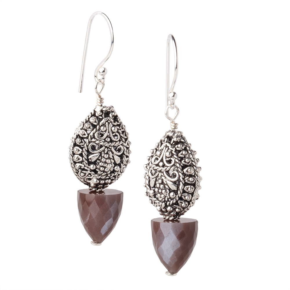 11x10mm Chocolate Moonstone Faceted Cone Set of 2 Focal Beads