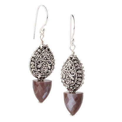 11x10mm Chocolate Moonstone Faceted Cone Set of 2 Focal Beads