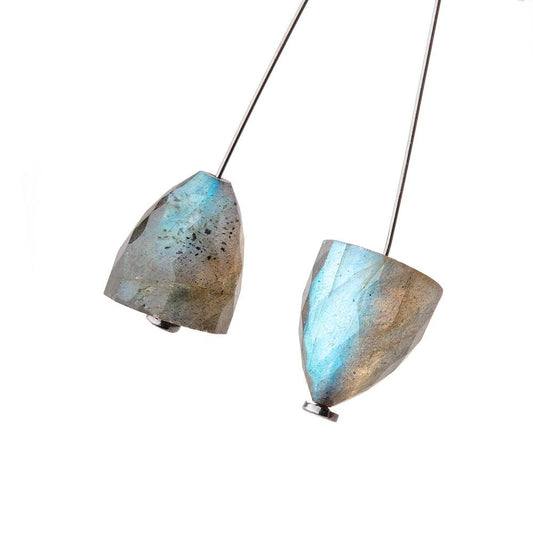 11x10mm Labradorite Faceted Cone Focal Set of 2 Beads 1mm hole