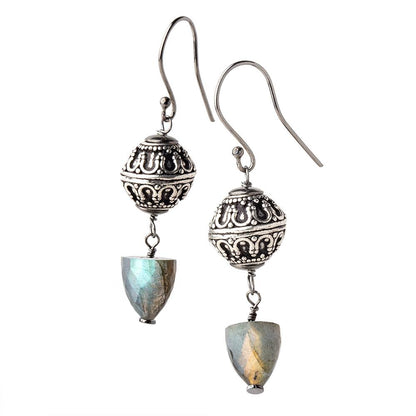 11x10mm Labradorite Faceted Cone Focal Set of 2 Beads 1mm hole