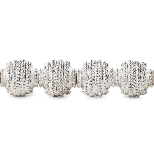 11x10mm Sterling Silver Plated Copper Bead Roval Concentric Miligrain 8 inch 19 pieces
