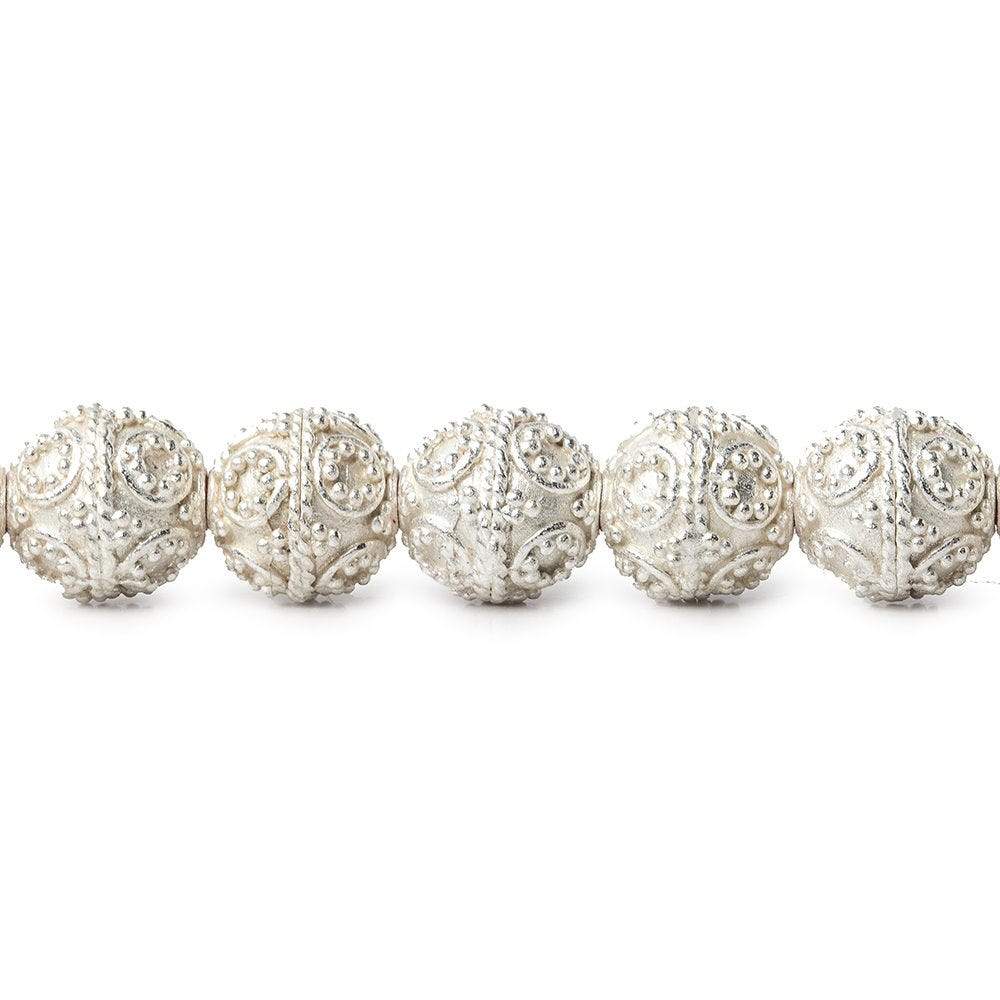 10mm Sterling Silver Plated Copper Bead Roval Miligrain Circles 8 inch 20 pcs