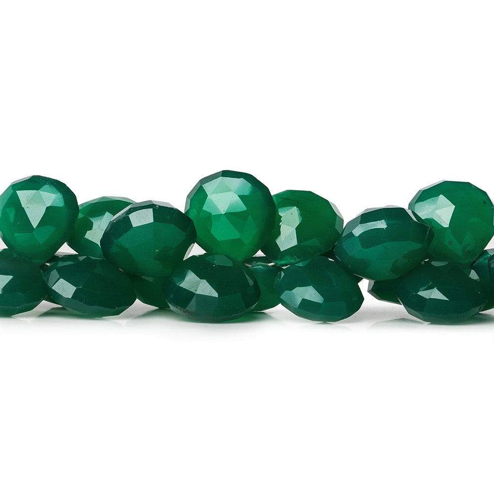 11x11-12x12mm Green Chalcedony faceted hearts 8 inch 53 beads AA