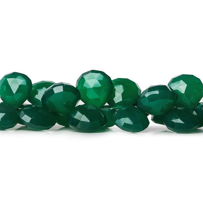 11x11-12x12mm Green Chalcedony faceted hearts 8 inch 53 beads AA