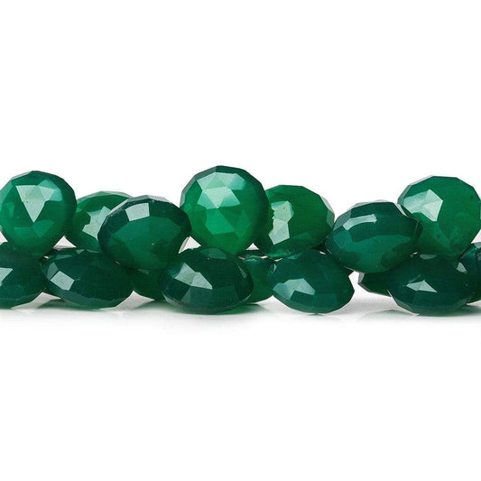 11x11-12x12mm Green Chalcedony faceted hearts 8 inch 53 beads AA