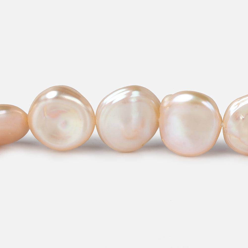 11x11-13x12mm Peachy Pink Keshi side drilled Freshwater Pearls 15.5 inch 35 pieces