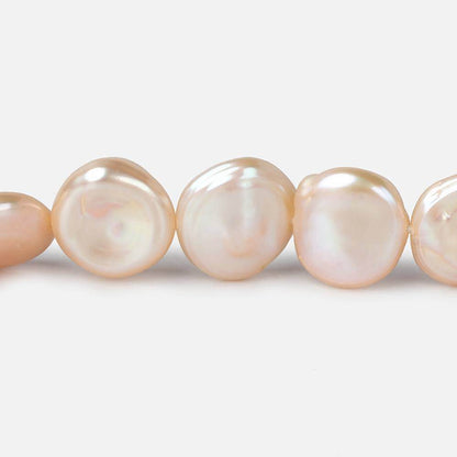 11x11-13x12mm Peachy Pink Keshi side drilled Freshwater Pearls 15.5 inch 35 pieces