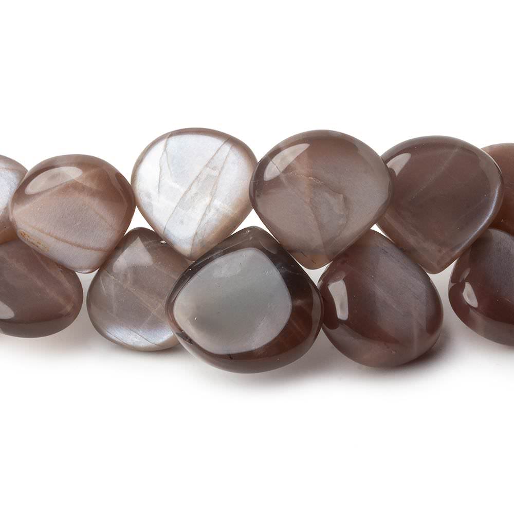 11x11-15x15mm Chocolate Moonstone plain hearts 8 inch 35 beads