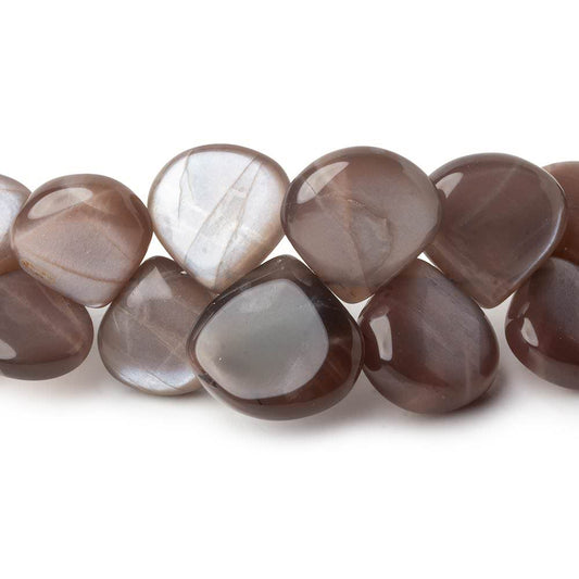 11x11-15x15mm Chocolate Moonstone plain hearts 8 inch 35 beads