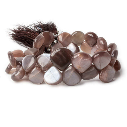 11x11-15x15mm Chocolate Moonstone plain hearts 8 inch 35 beads