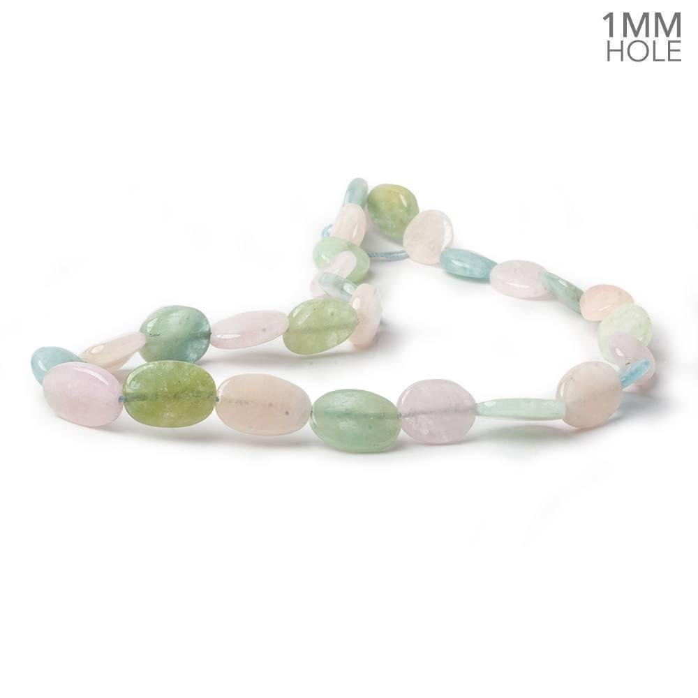 11x11-16x11mm Multi Beryl straight drilled plain flat nuggets 16 inch 25 large hole beads AA