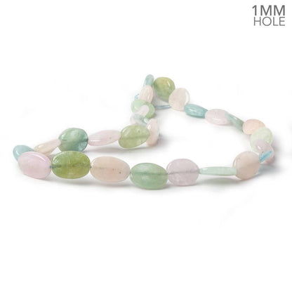 11x11-16x11mm Multi Beryl straight drilled plain flat nuggets 16 inch 25 large hole beads AA