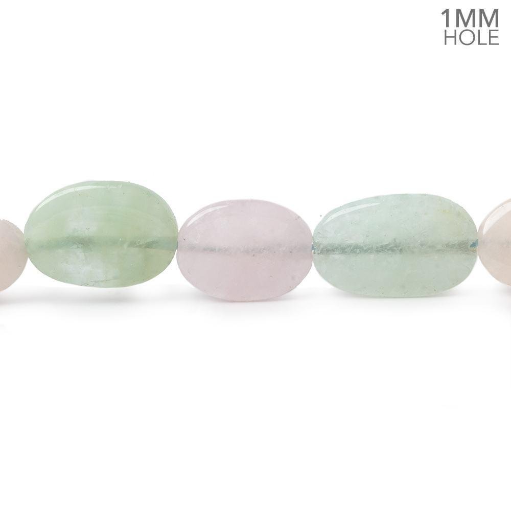 11x11-16x11mm Multi Beryl straight drilled plain flat nuggets 16 inch 25 large hole beads AA