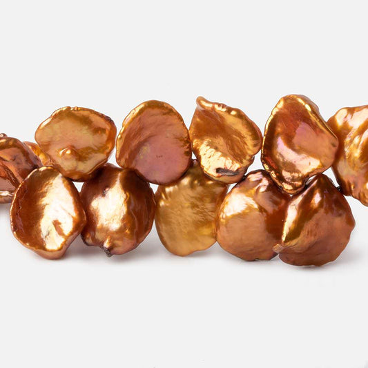 11x14mm Sunset Orange Keshi Freshwater Pearls 16 inch 65 pieces