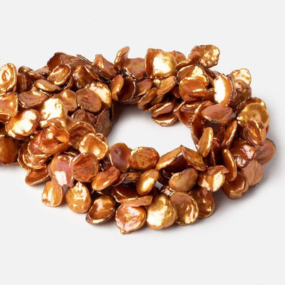 11x14mm Sunset Orange Keshi Freshwater Pearls 16 inch 65 pieces