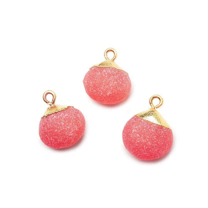 11x11mm Gold Leaf Frosted Watermelon Chalcedony plain heart Bead 1 piece