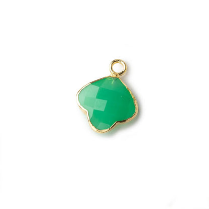 11x11mm Gold Leafed Green Onyx Faceted Trillium Flower Focal Bead Pendant sold as 1 piece