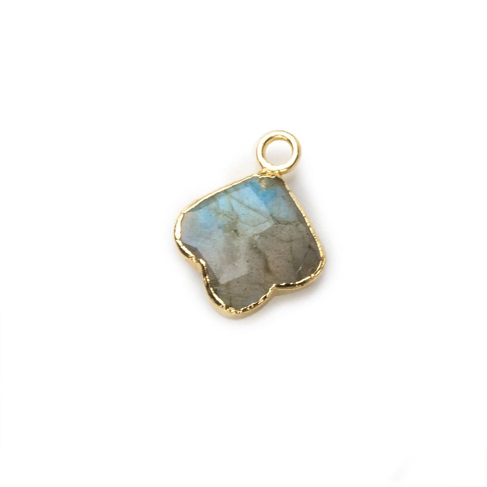 11x11mm Gold Leafed Labradorite Faceted Trillium Flower Focal Bead Pendant sold as 1 piece