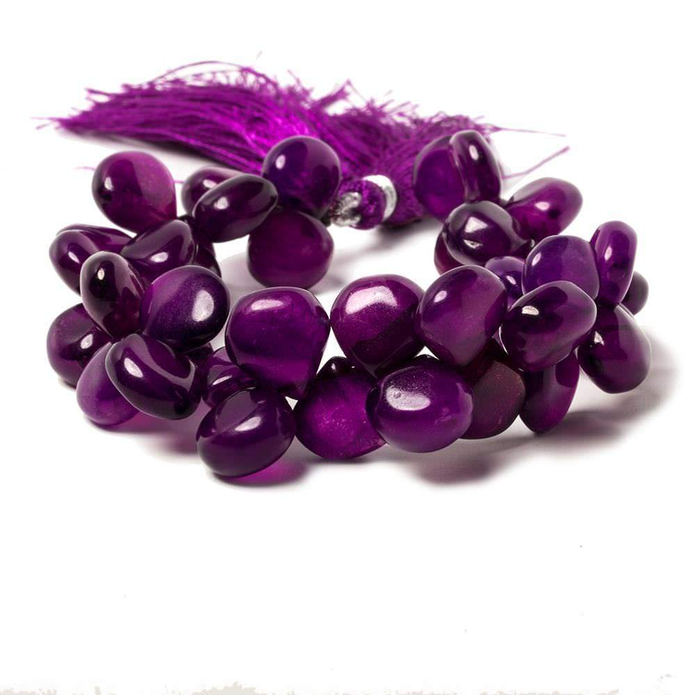 11x11mm Purple Pansy Chalcedony Plain Heart Briolette Beads 8 inch 44 pieces