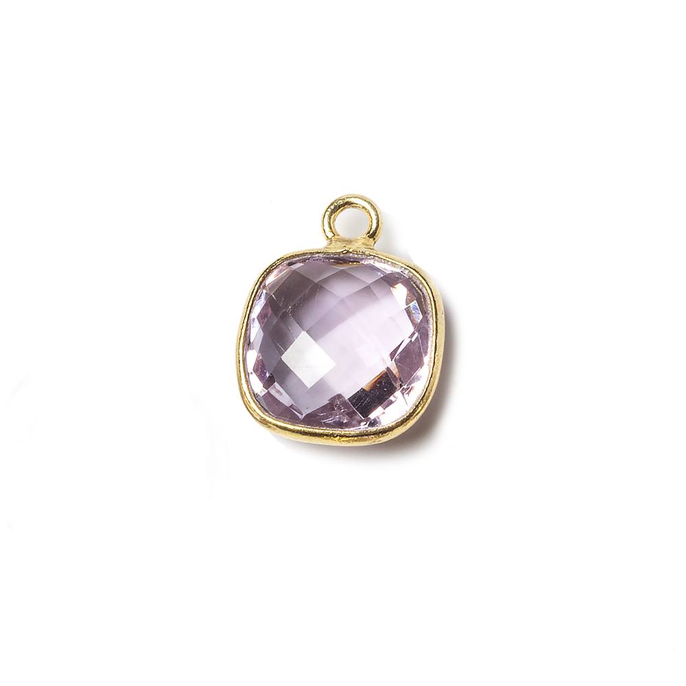 11x11mm Vermeil Bezel Pink Amethyst faceted pillow Petite Pendant 1 piece